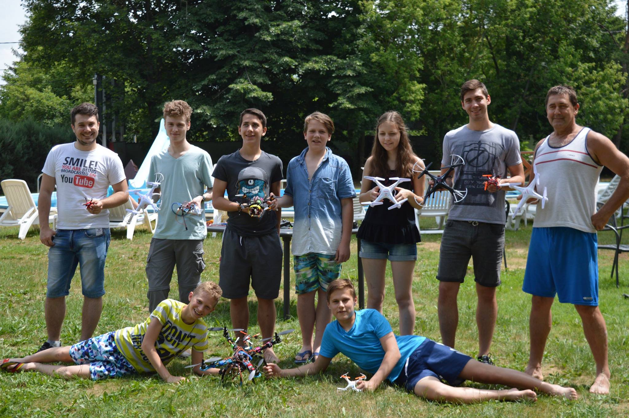 Group photo of campers with their drones