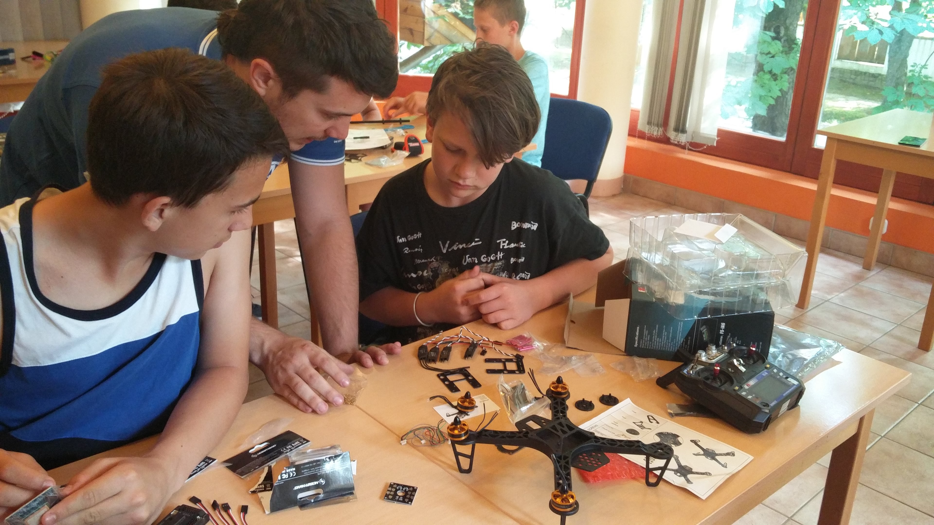 Assembling the drone.